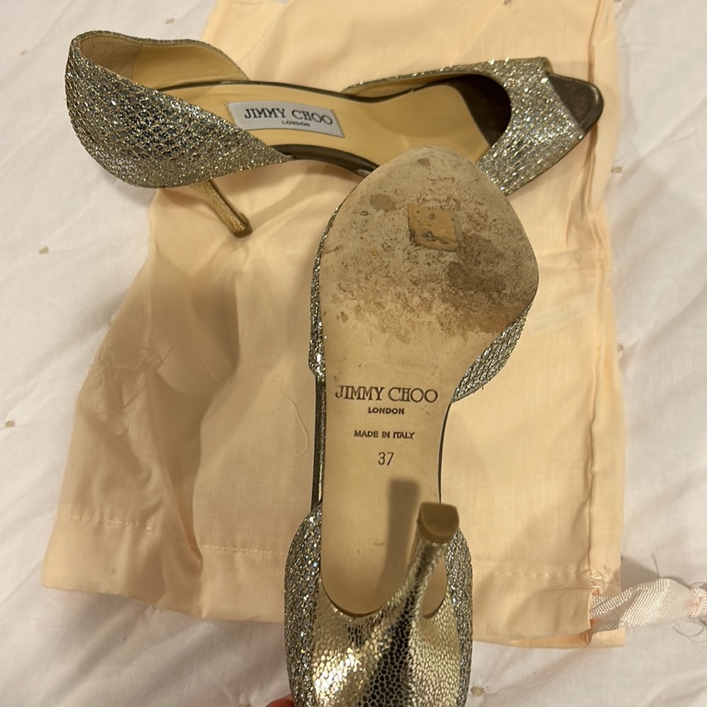 Jimmy Choo Glitter Peep Toe - Champagne - Picture 3 of 4